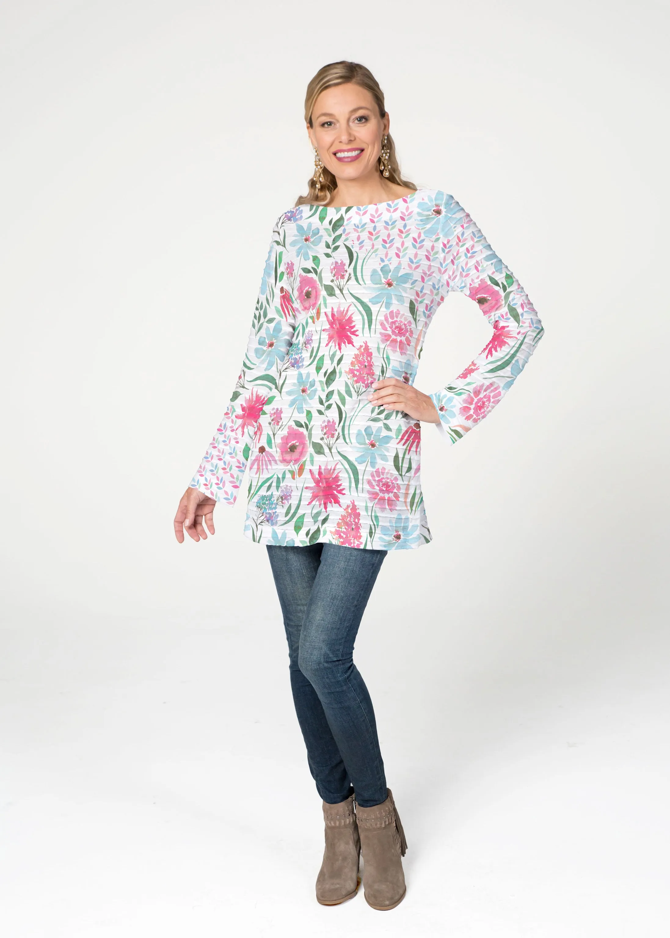 Hello Dolly (8038) ~ Banded Boatneck Tunic