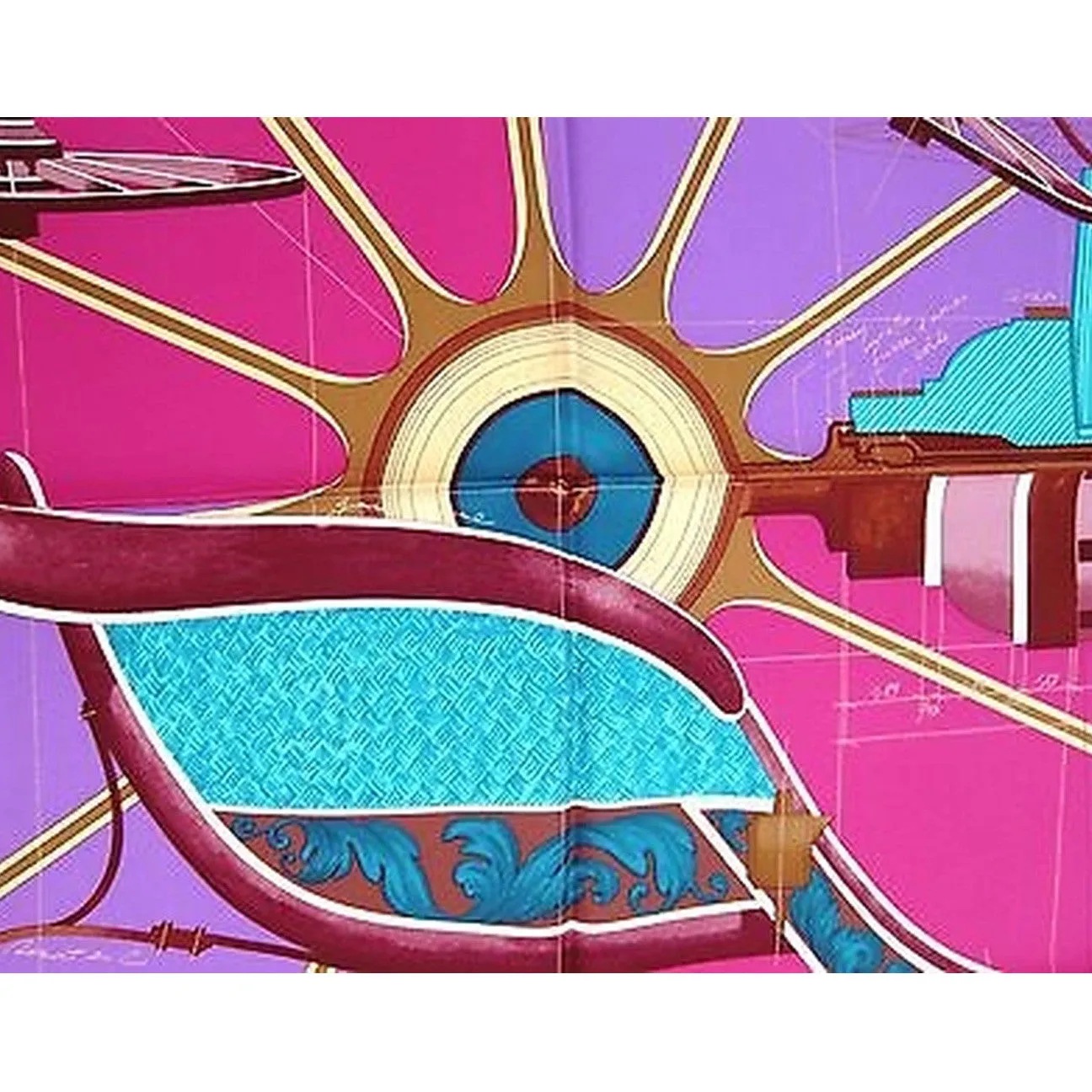 Hermes Petit Duc Silk Scarf Pink Purple Green Carre 90cm