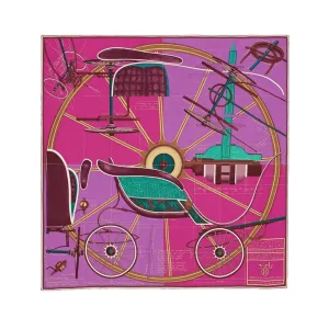 Hermes Petit Duc Silk Scarf Pink Purple Green Carre 90cm