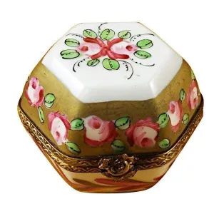 Hexagon with Flowers limoges box
