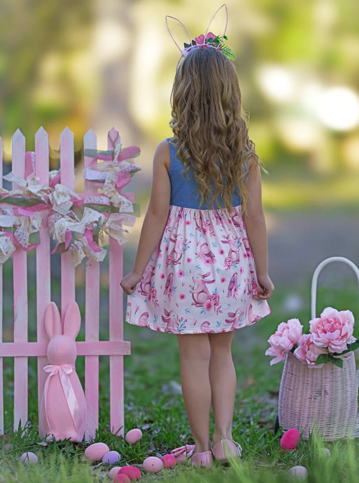 Hoppy Vibes Only Chambray Easter Dress