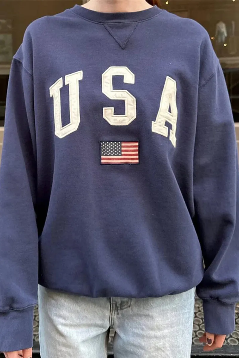 HTT1055 USA Varsity Sweatshirt Top