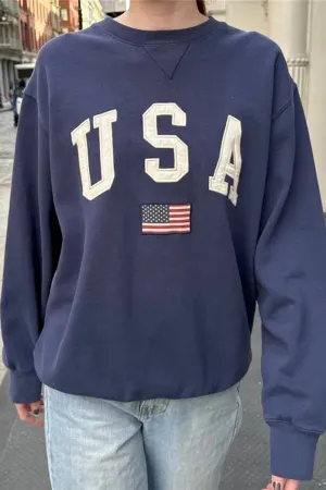 HTT1055 USA Varsity Sweatshirt Top