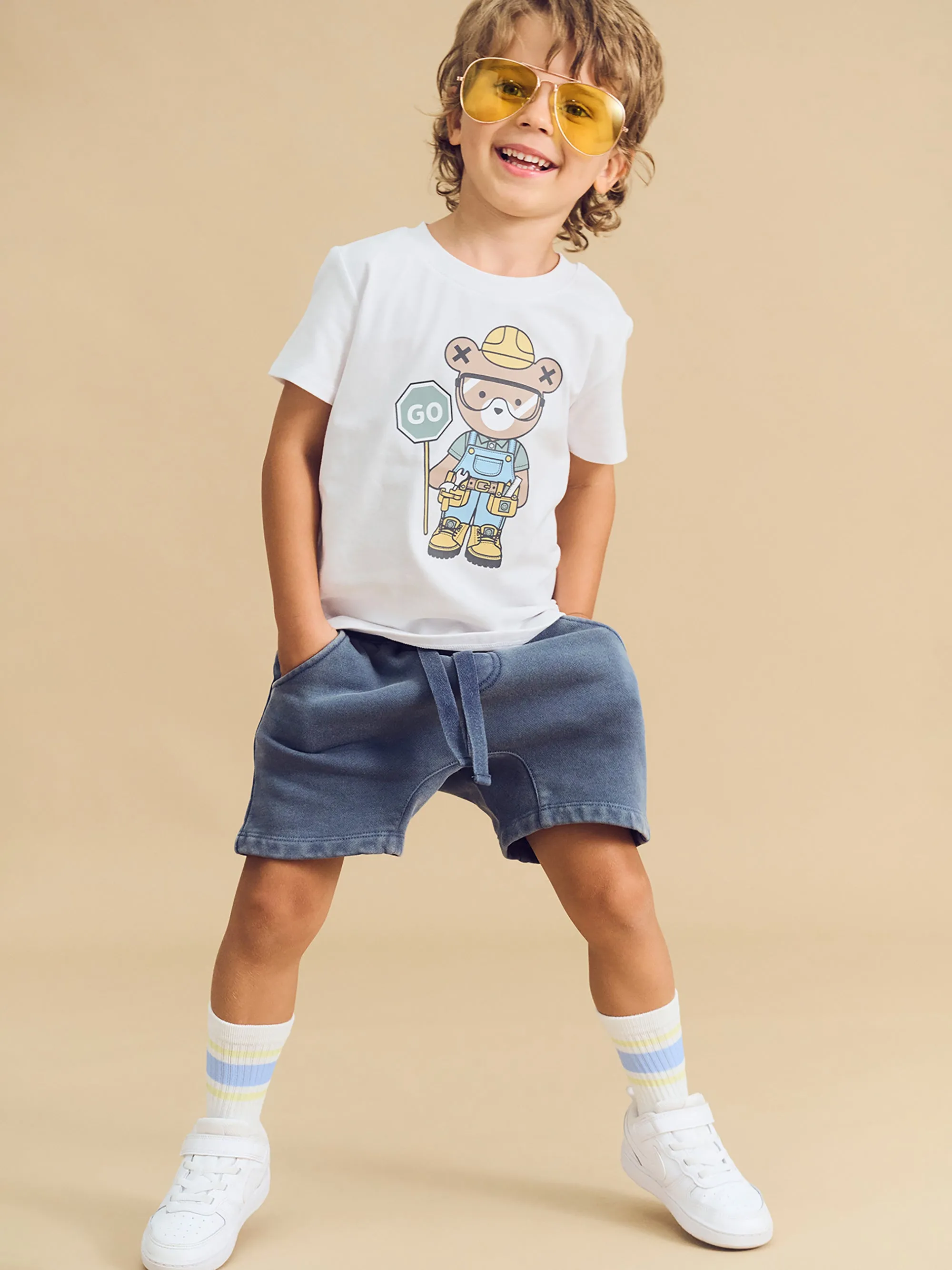 Huxbaby Slouch Short Washed Navy