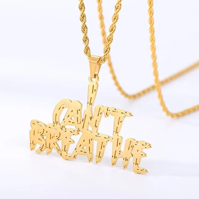 I CAN'T BREATHE Necklace USA Black Person Human Right Fighting George Floyd Black Lives Matter Necklace Stainless Steel Jewelry