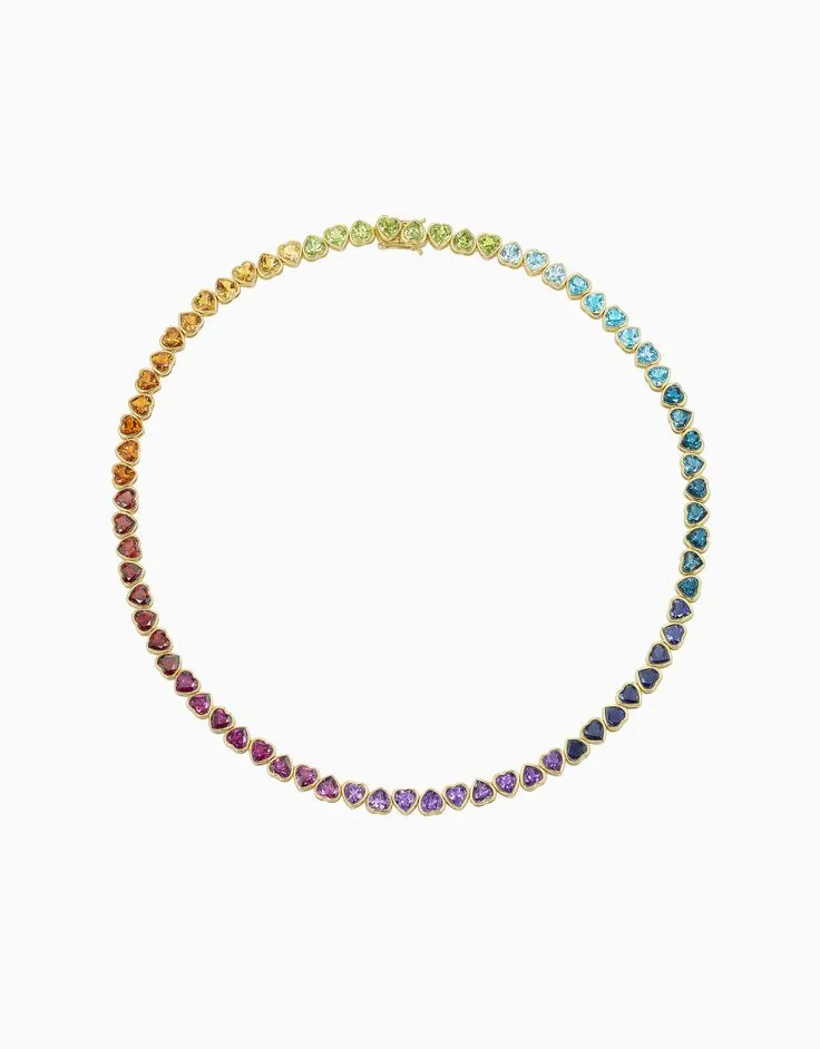 I Heart Rainbows Necklace (Semi-Precious)