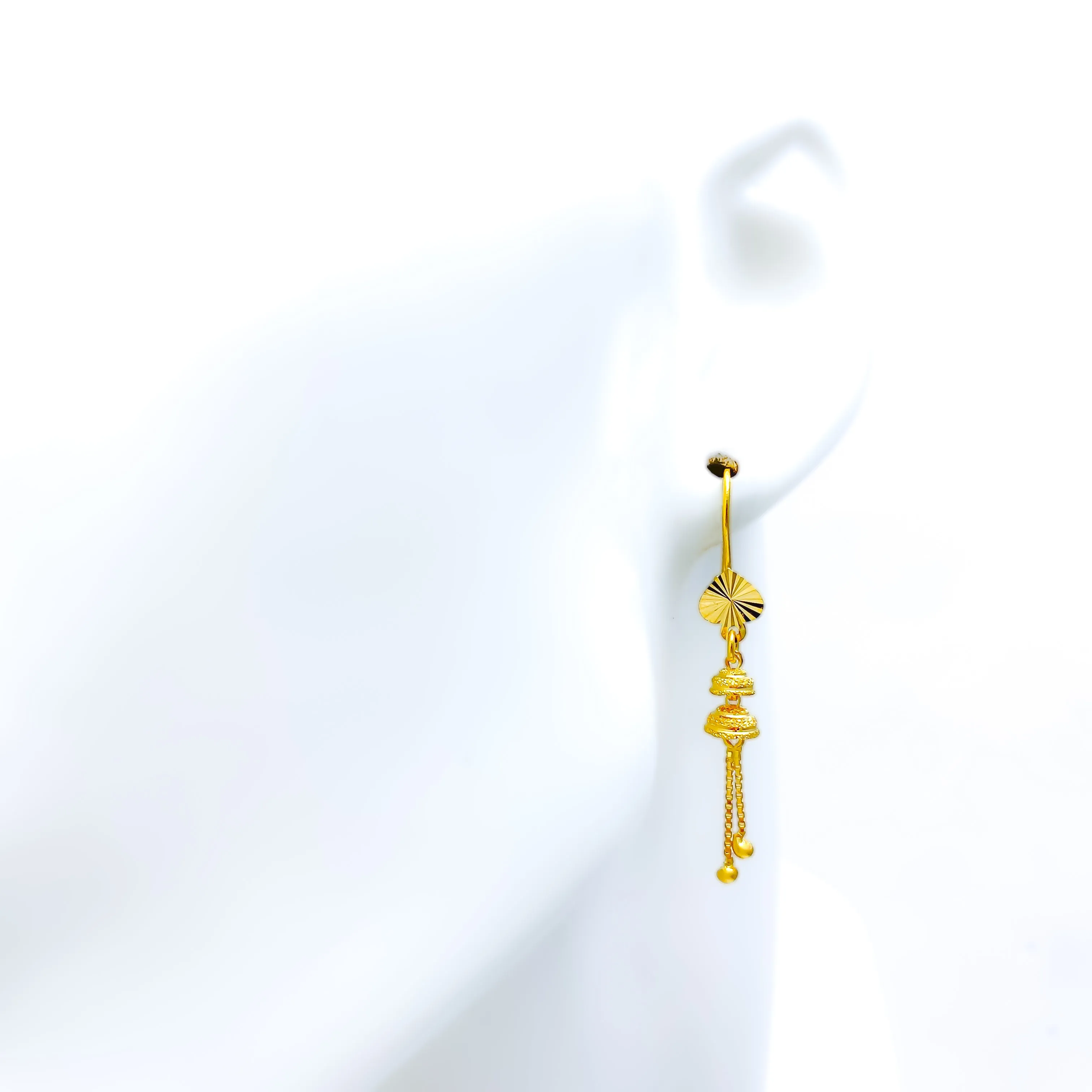Intricate Dressy 22K Gold Hook Earrings