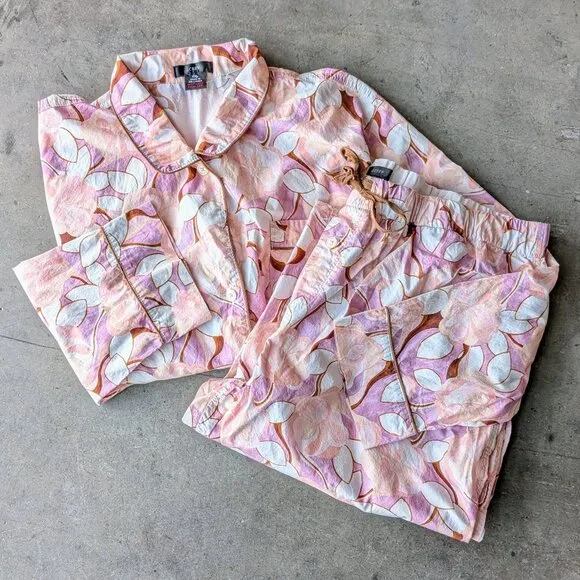 J. Crew Long Sleeve Cotton Poplin Pajama Set in Painted Floral size XXL