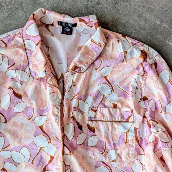 J. Crew Long Sleeve Cotton Poplin Pajama Set in Painted Floral size XXL