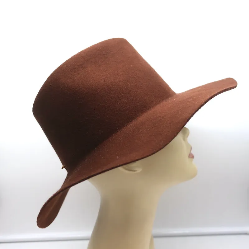 Janessa Leone Kit Fedora Oak Brown Wool Felt Size Small Packable Hat