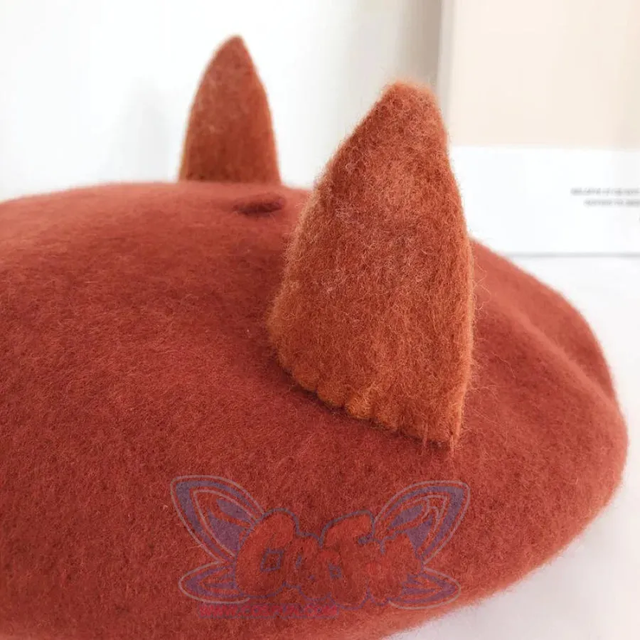 Japanese New Cute Fox Ear Caramel Woolen Beret Caps C00061