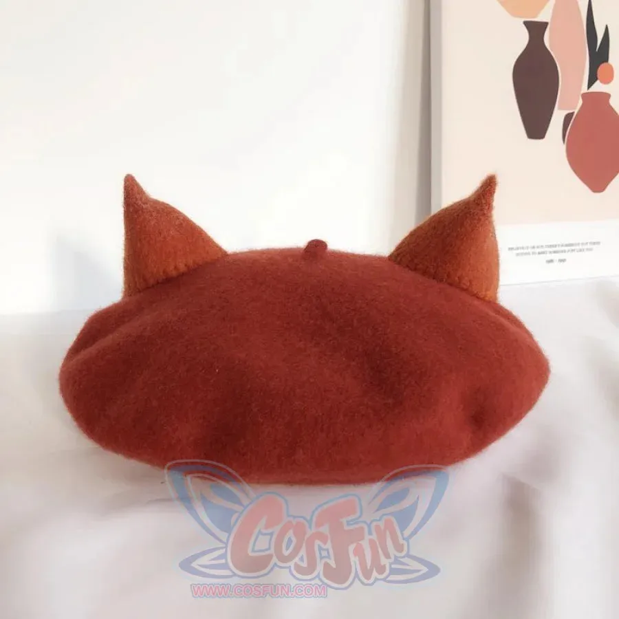 Japanese New Cute Fox Ear Caramel Woolen Beret Caps C00061
