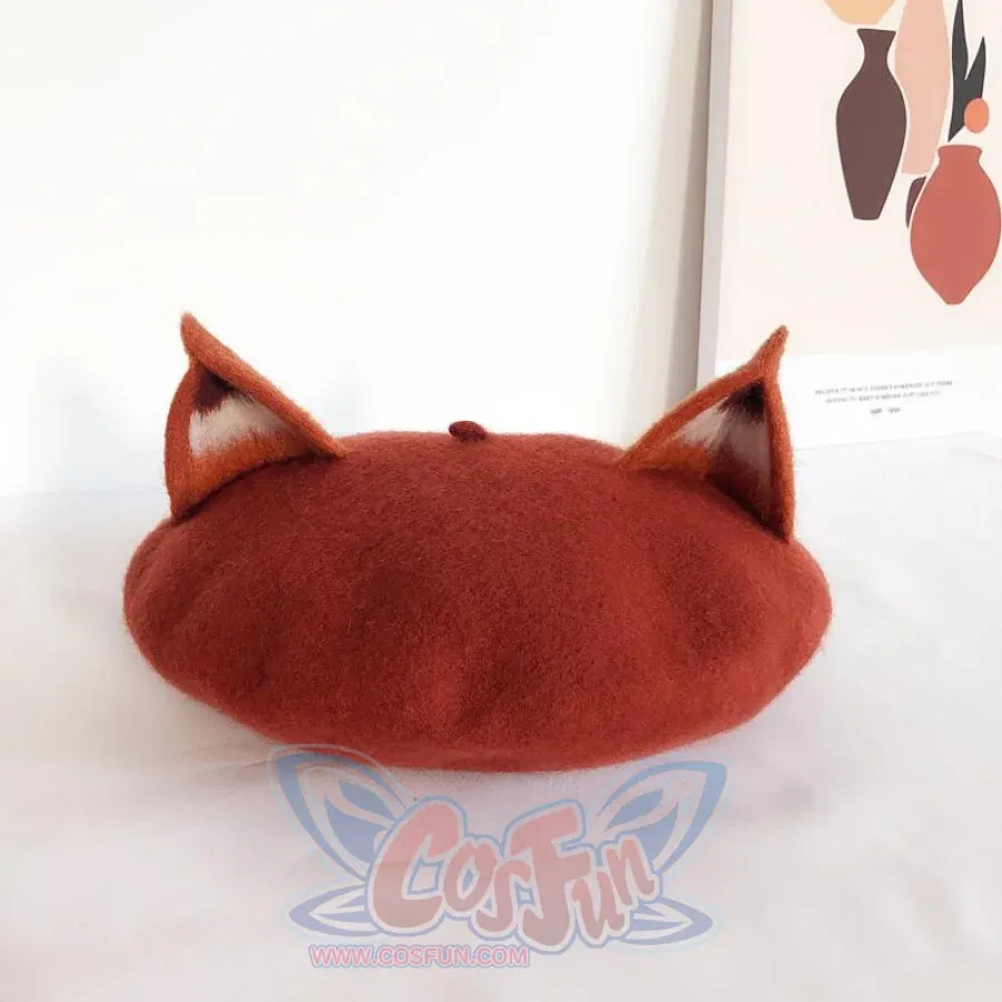 Japanese New Cute Fox Ear Caramel Woolen Beret Caps C00061