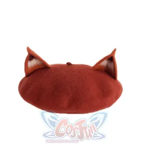 Japanese New Cute Fox Ear Caramel Woolen Beret Caps C00061