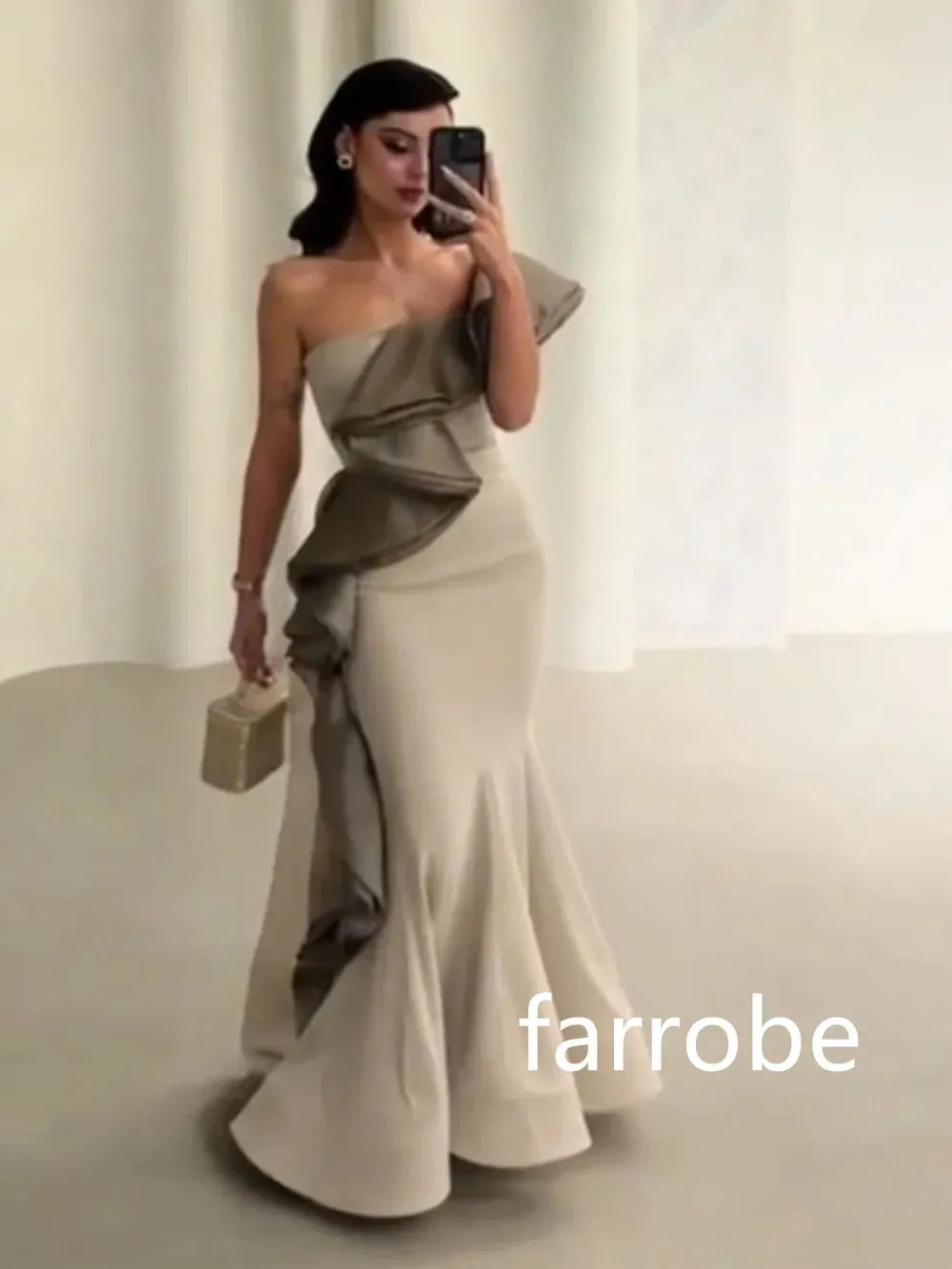 JazzHer Customized Casual Jersey Pleat Mermaid One-shoulder Midi Dresses Bespoke Occasion Dresses Classic Exquisite Modern Style Pastrol (PRE-ORDER)
