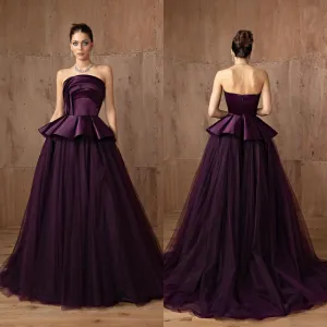 JazzHer Customized Fashion Net Pleat A-line Strapless Long Dresses Bespoke Occasion Dresses Classic Exquisite Modern Style Pastrol Chine (PRE-ORDER)