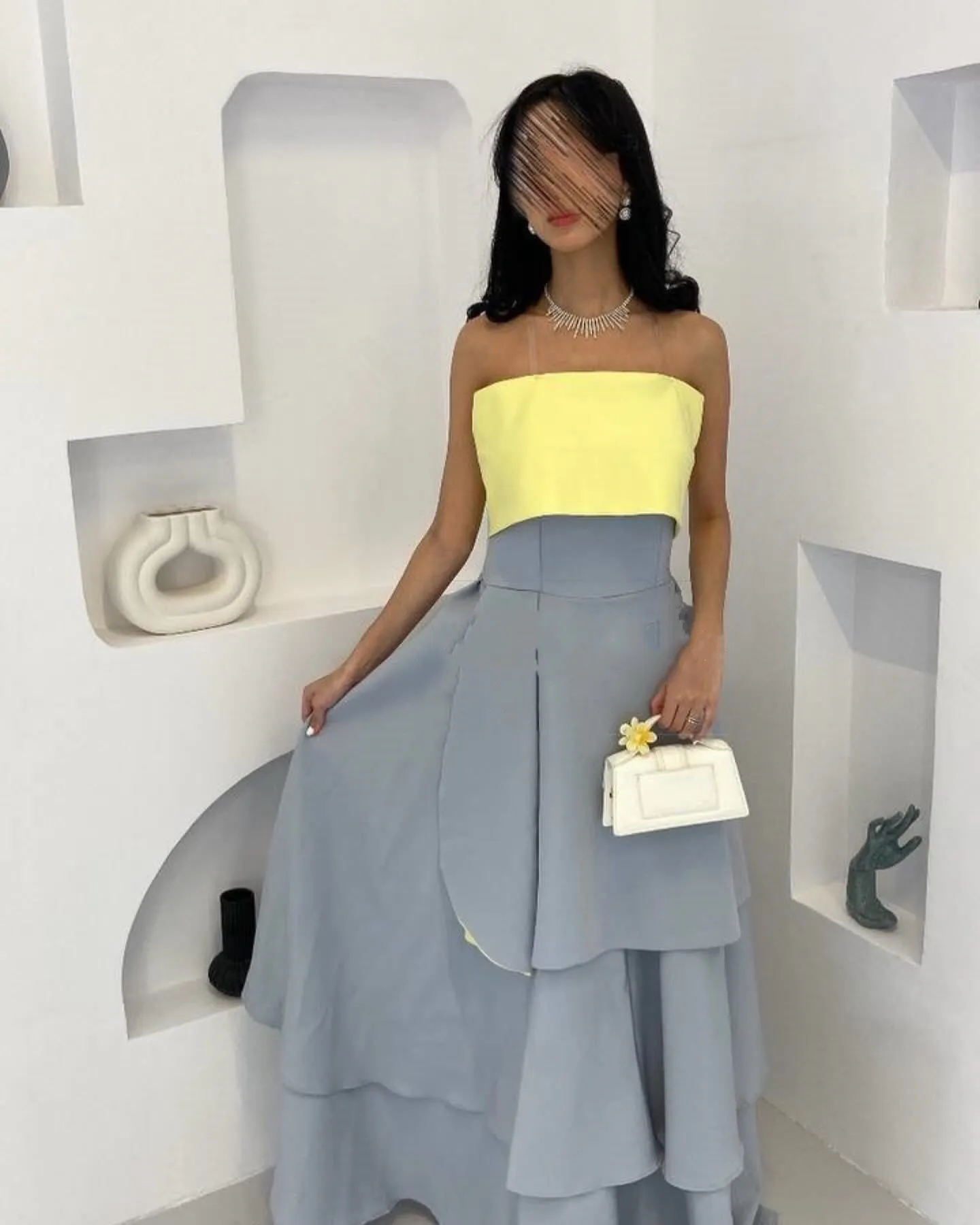 JazzHer Customized Modern Style Sizes Available Jersey Tiered A-line Strapless Midi Dresses Bespoke Occasion Dresses Fashion Exquisite (PRE-ORDER)