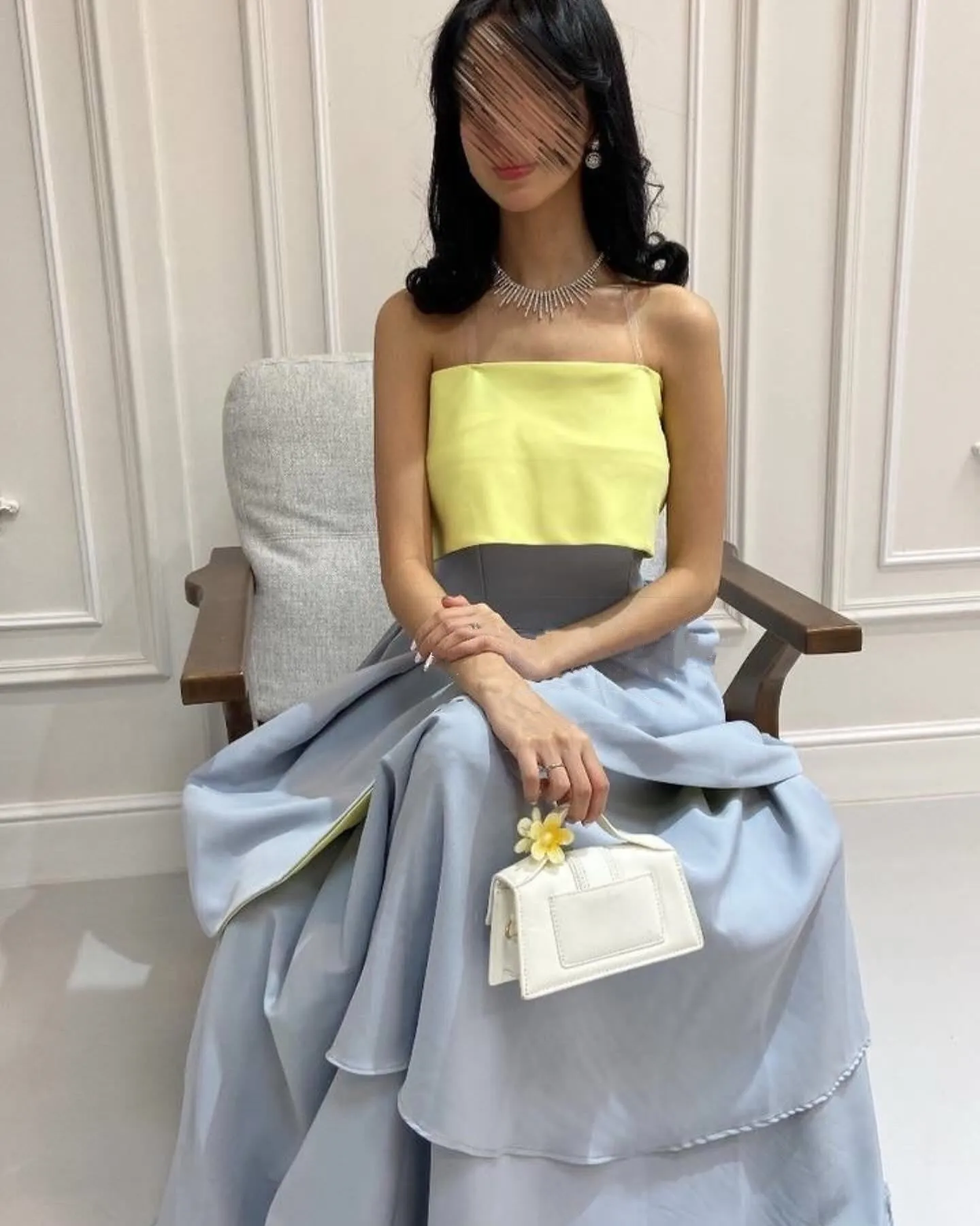 JazzHer Customized Modern Style Sizes Available Jersey Tiered A-line Strapless Midi Dresses Bespoke Occasion Dresses Fashion Exquisite (PRE-ORDER)