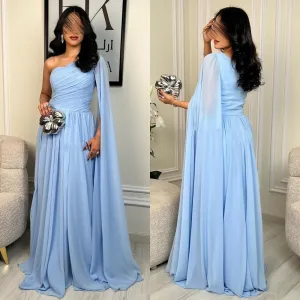 JazzHer Customized Sexy Exquisite Chiffon Pleat Ruched Draped A-line One-shoulder Long Dresses Bespoke Occasion Dresses Classic Formal (PRE-ORDER)