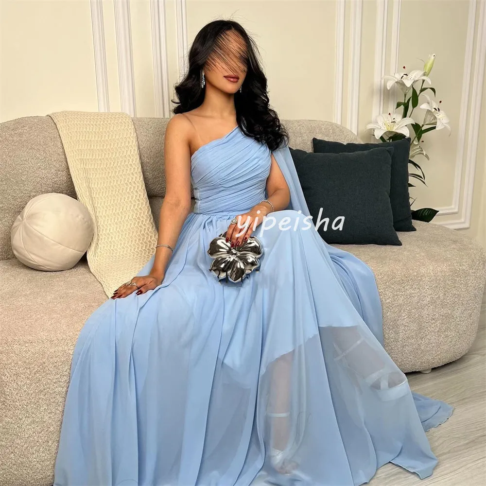 JazzHer Customized Sexy Exquisite Chiffon Pleat Ruched Draped A-line One-shoulder Long Dresses Bespoke Occasion Dresses Classic Formal (PRE-ORDER)