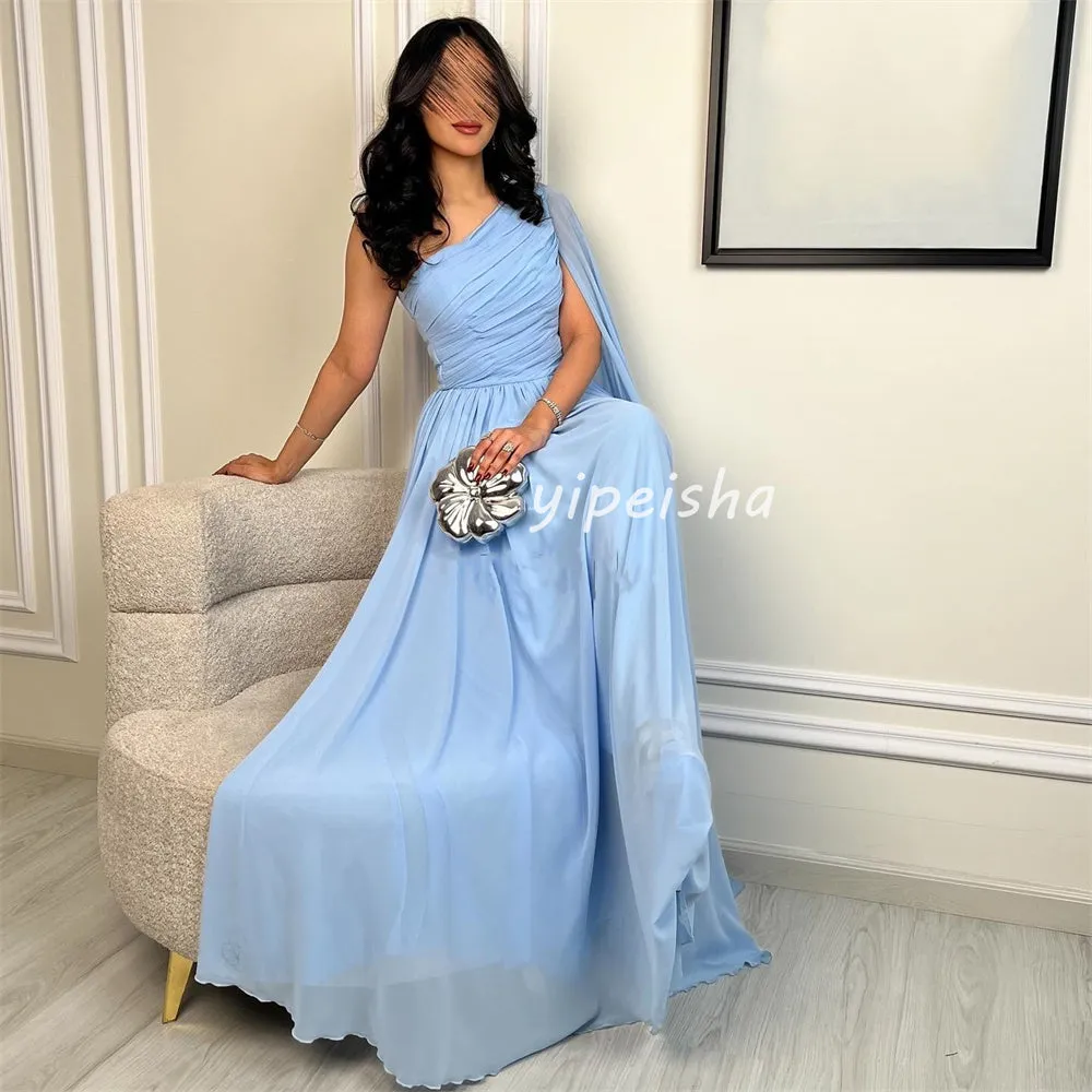 JazzHer Customized Sexy Exquisite Chiffon Pleat Ruched Draped A-line One-shoulder Long Dresses Bespoke Occasion Dresses Classic Formal (PRE-ORDER)