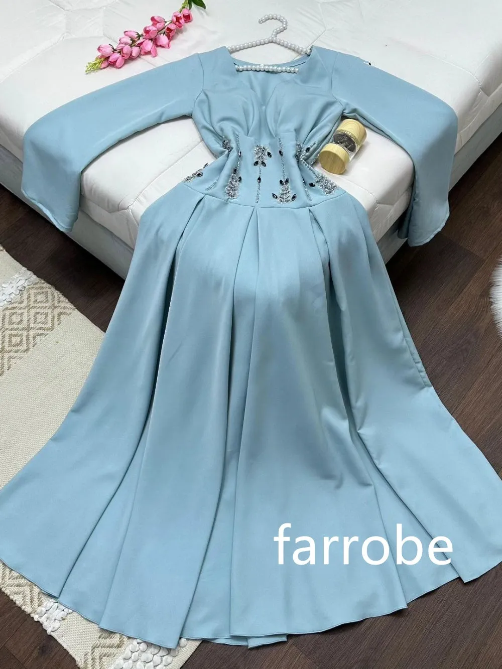 JazzHer Customized Sexy Jersey Pleat Sequined A-lineV-neck Midi Dresses Bespoke Occasion Dresses Classic Exquisite Modern Style Pastrol (PRE-ORDER)
