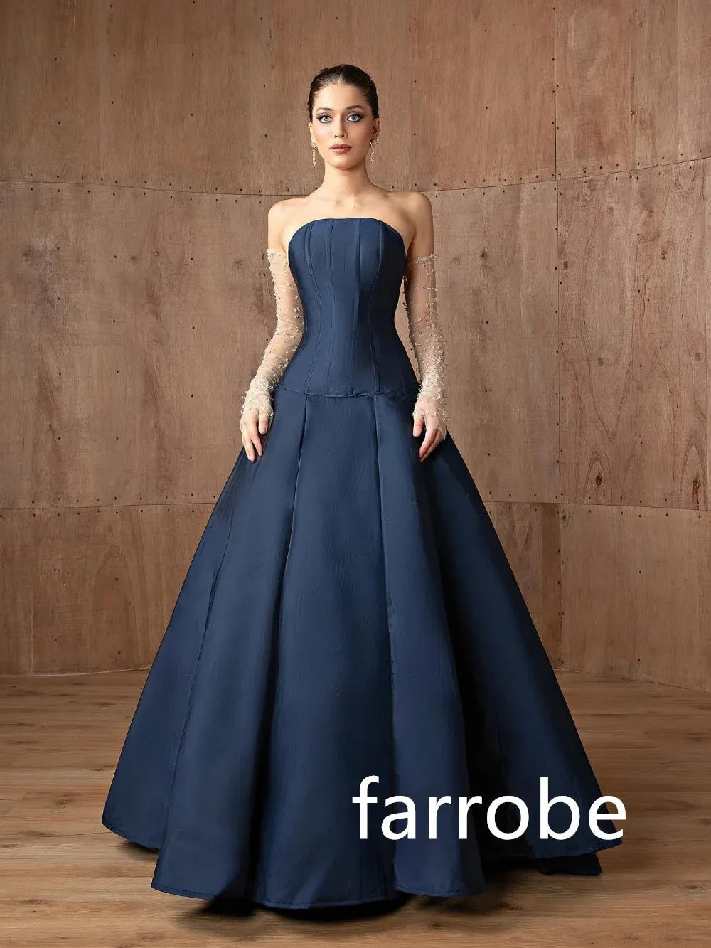 JazzHer Customized Sizes Available Jersey Pleat A-line Strapless Long Dresses Bespoke Occasion Dresses Classic Exquisite Modern Style Pa (PRE-ORDER)