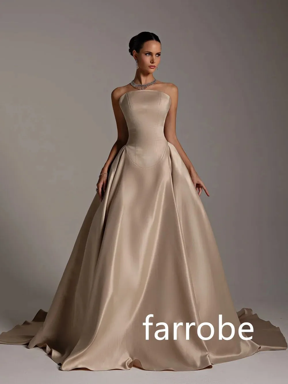 JazzHer Customized Sizes Available Pleat A-line Strapless Long Dresses Bespoke Occasion Dresses Classic Exquisite Modern Style Pastrol U (PRE-ORDER)