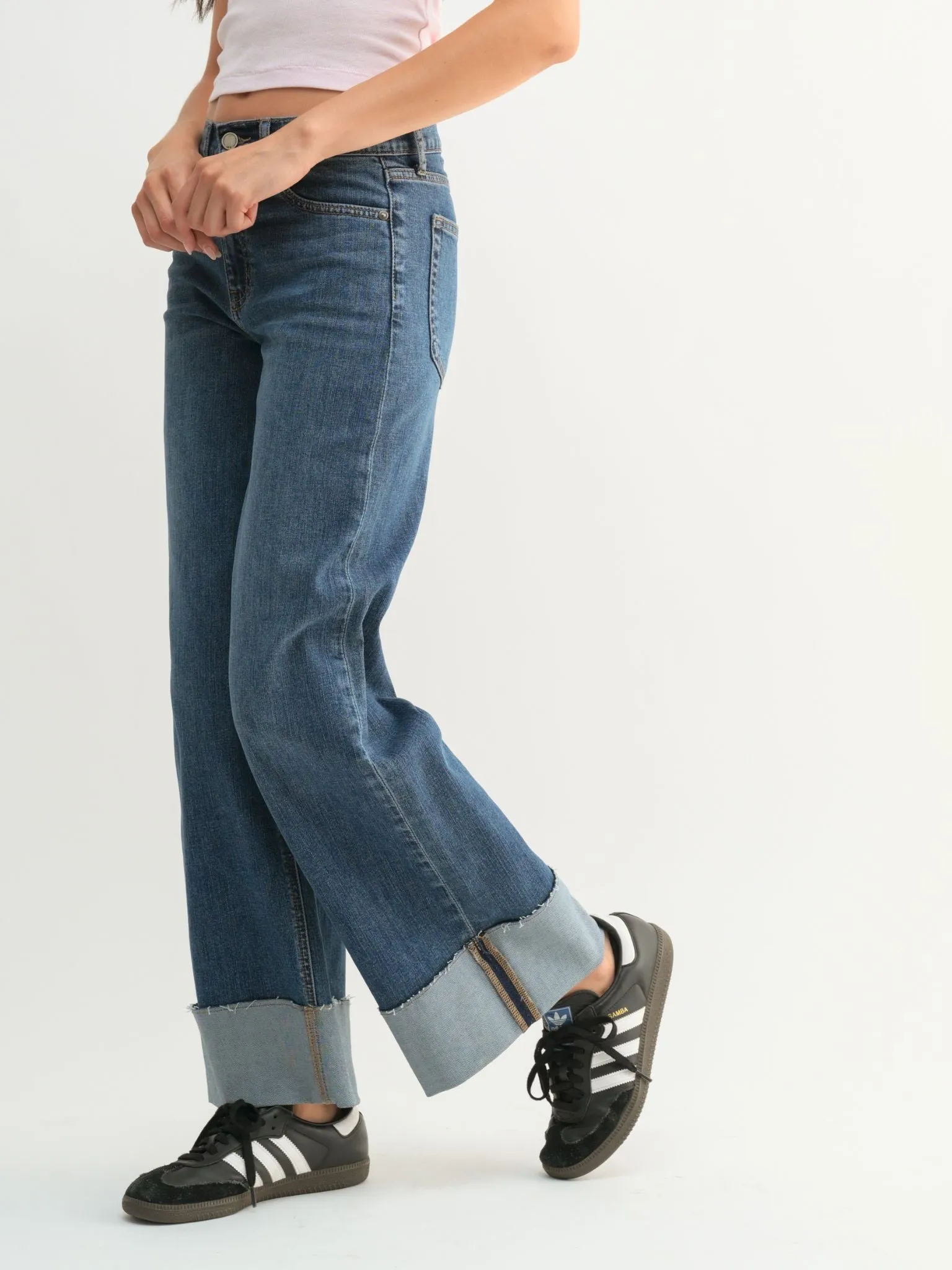 Just Black Vintage Dark Cuffed Wide Ankle