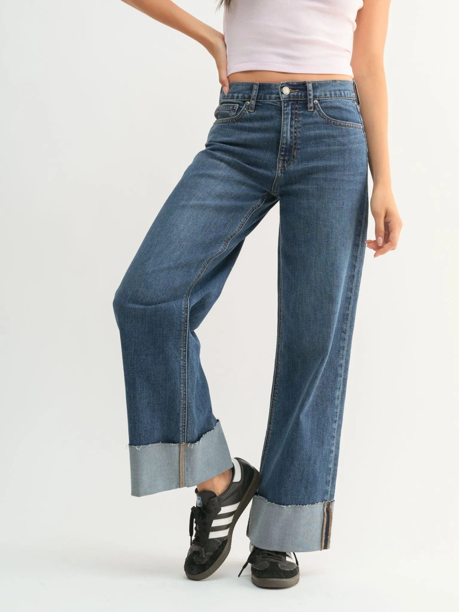 Just Black Vintage Dark Cuffed Wide Ankle