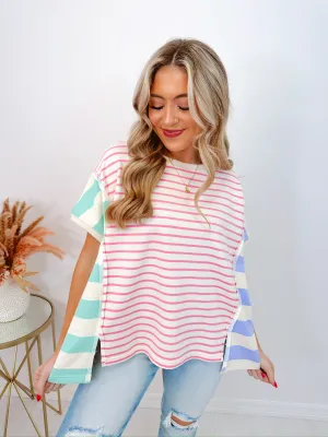 Keeping It Comfy Contrasting Striped Top