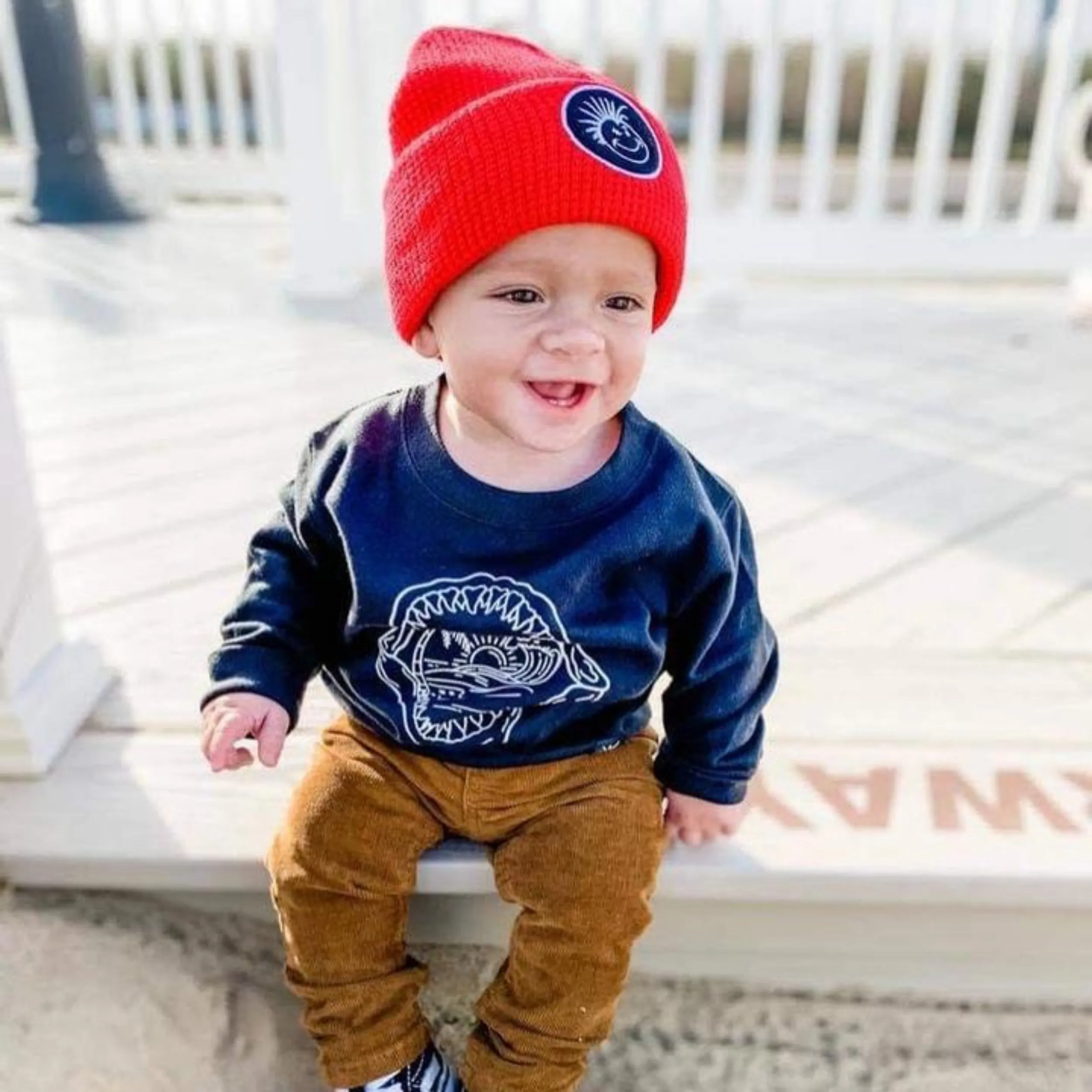 Knuckleheads Red Fold-Up Beanie For Children