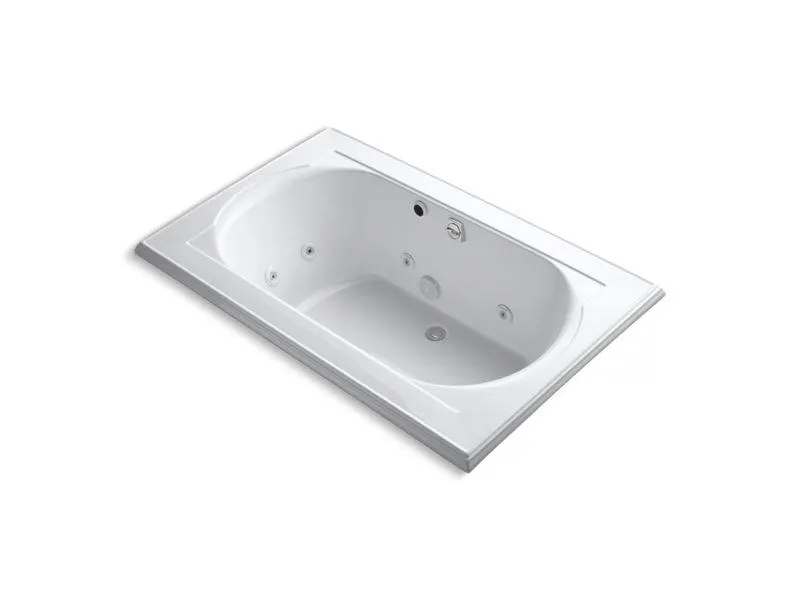 KOHLER K-1170-HH-0 Memoirs 66" x 42" drop-in whirlpool with reversible drain, heater and custom pump location without jet trim