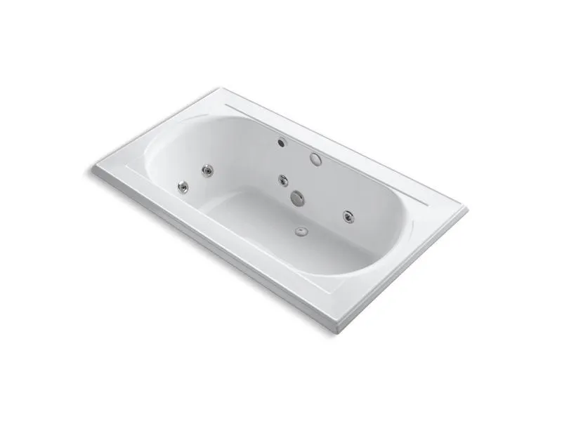 KOHLER K-1418-HH-0 Memoirs 72" x 42" drop-in whirlpool with reversible drain, heater and custom pump location without jet trim