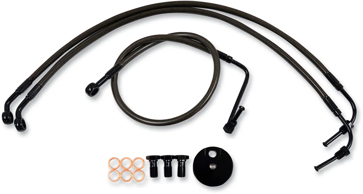 LA Choppers LA-8005B13M Midnight Standard Brake Lines - 12-14in. Ape Hangers