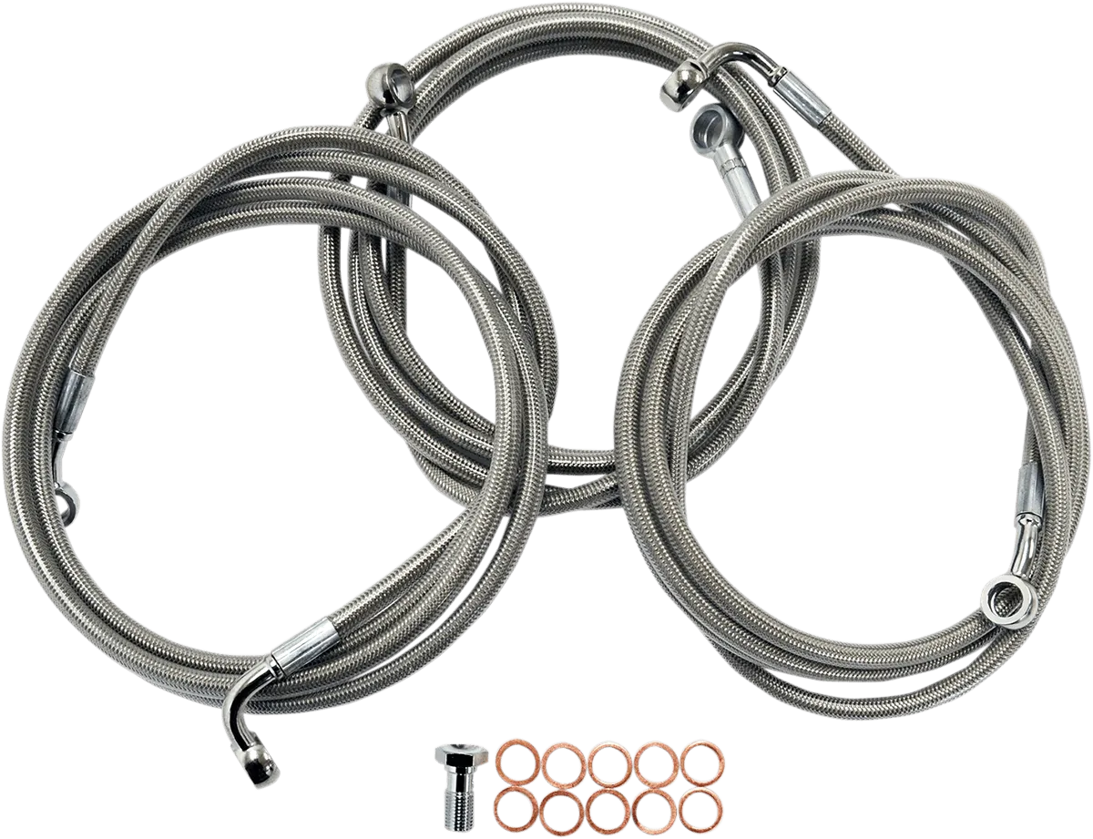 LA Choppers LA-8100B13 Stainless Steel Brake Line Kit - 12in.-14in. Ape Hangers