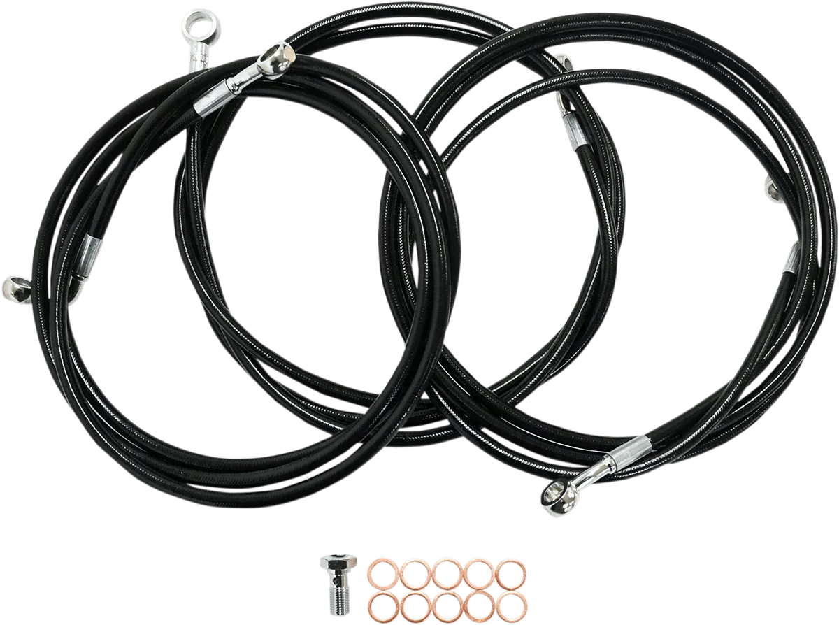 LA Choppers LA-8100B19B Black Vinyl/Stainless Braided Idle Cable Kit - 18in.-20in. Ape Hangers