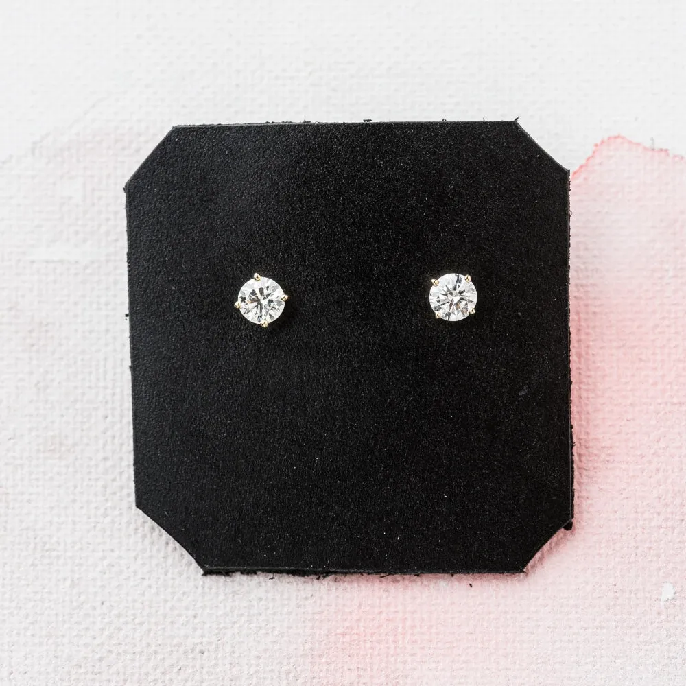 Lab-Grown Diamond Prong-Set Stud Earrings in 14k Gold
