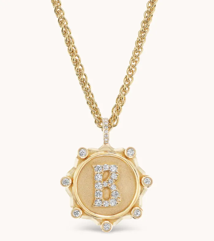 Large Alphabet Coin Pave Necklace