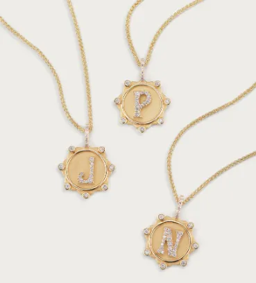 Large Alphabet Coin Pave Necklace