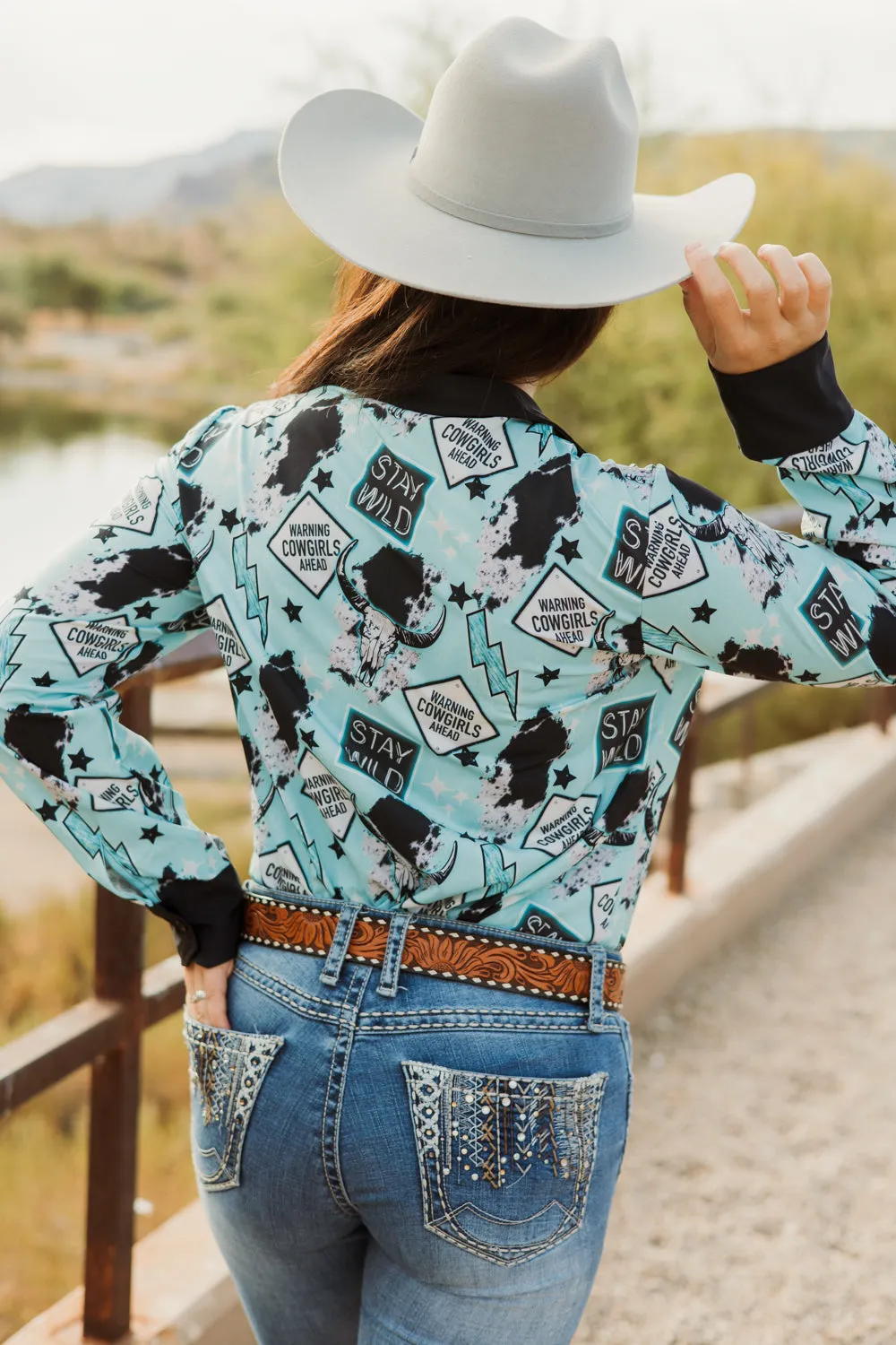 *LAST CHANCE* Warning Cowgirls Button Down