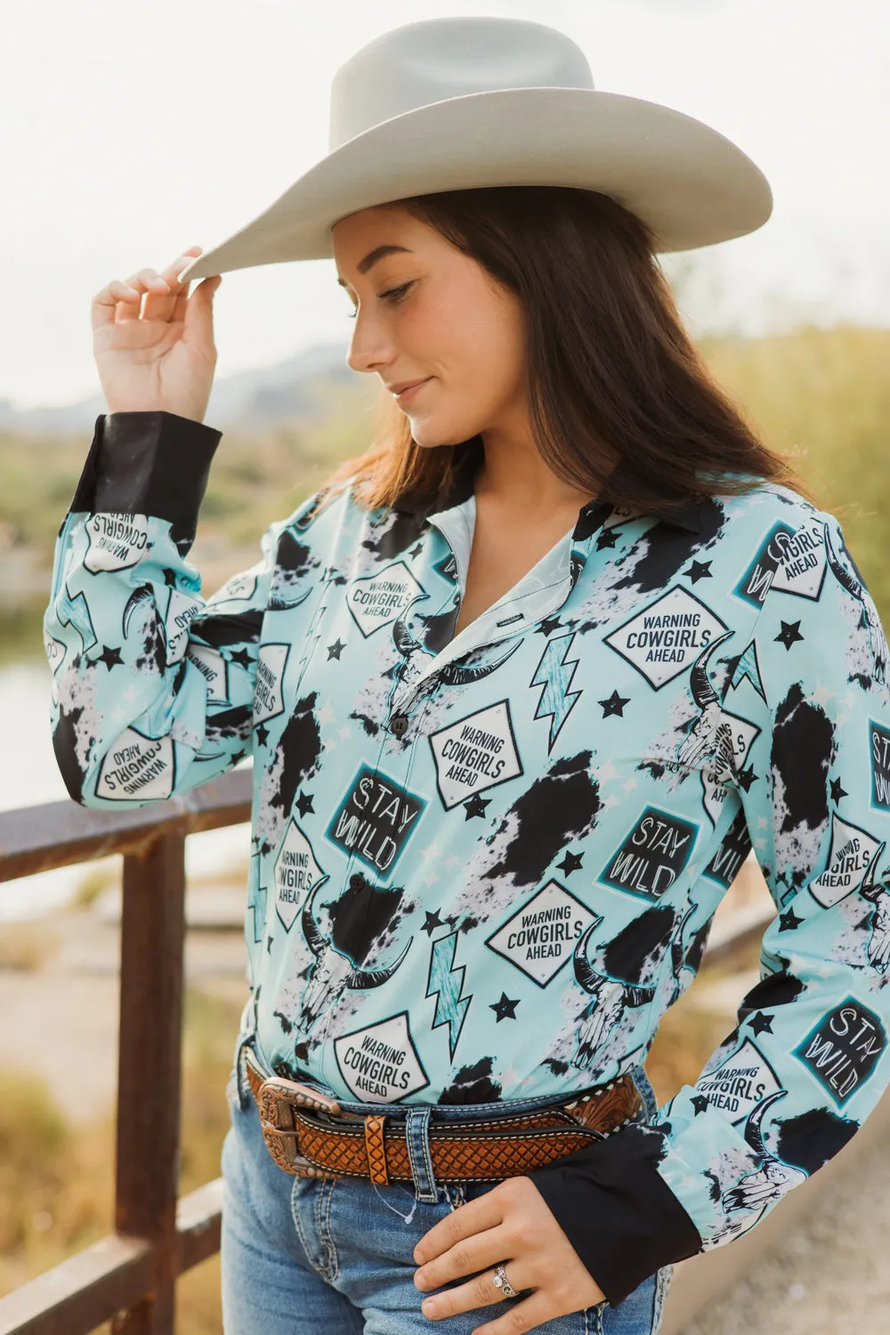 *LAST CHANCE* Warning Cowgirls Button Down