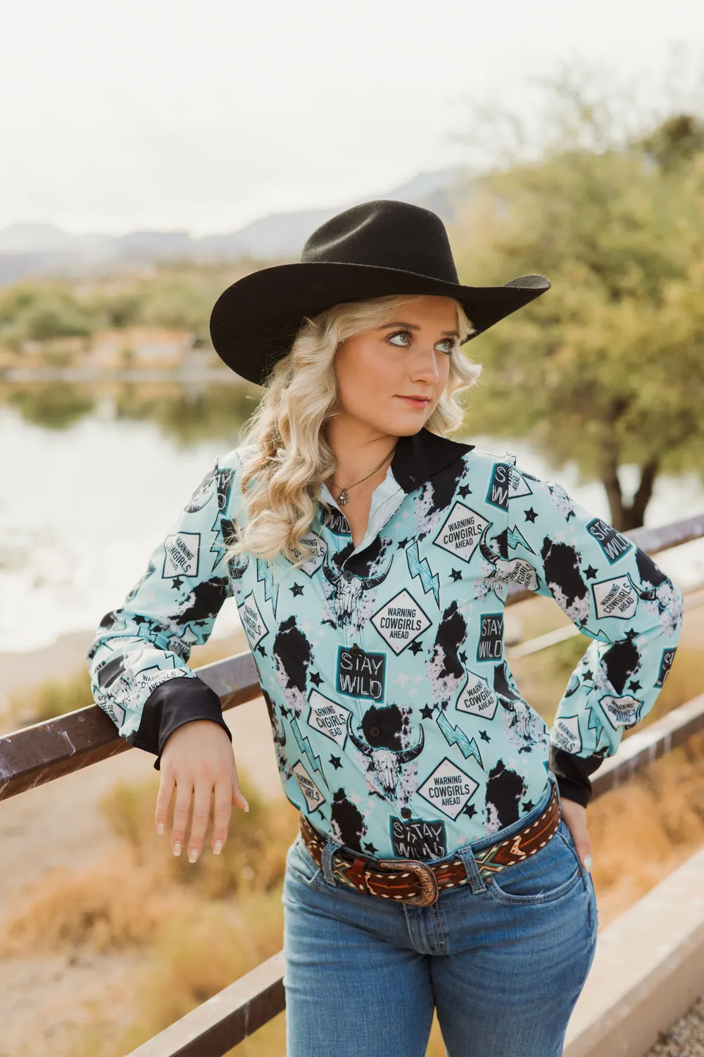 *LAST CHANCE* Warning Cowgirls Button Down