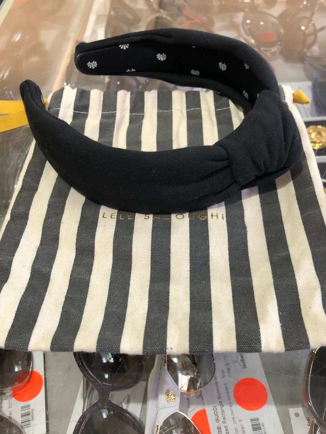Lele Sadoughi Classic Black Cotton Knotted Headband
