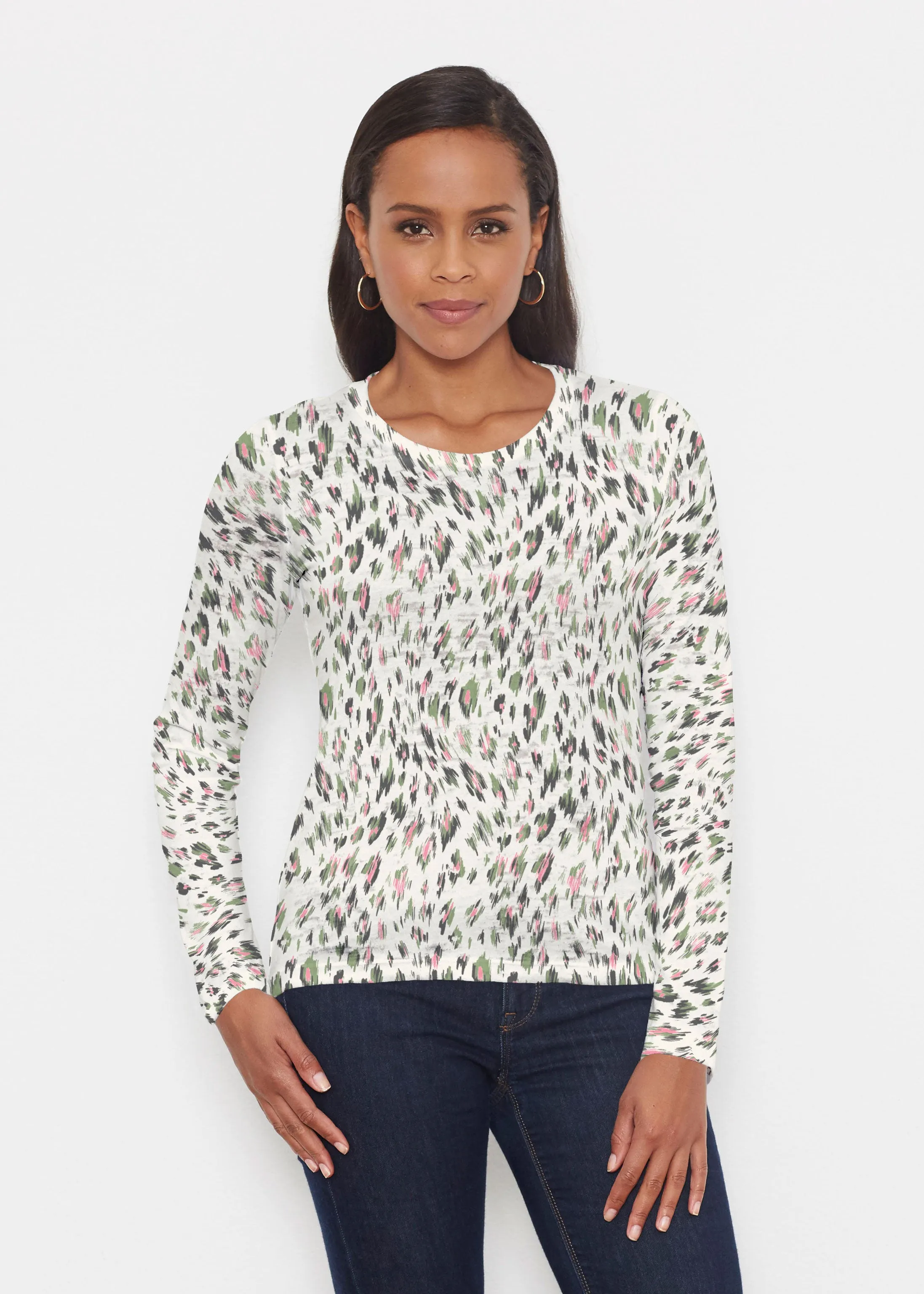 Leopard Bouquet (8019) ~ Signature Long Sleeve Crew Shirt