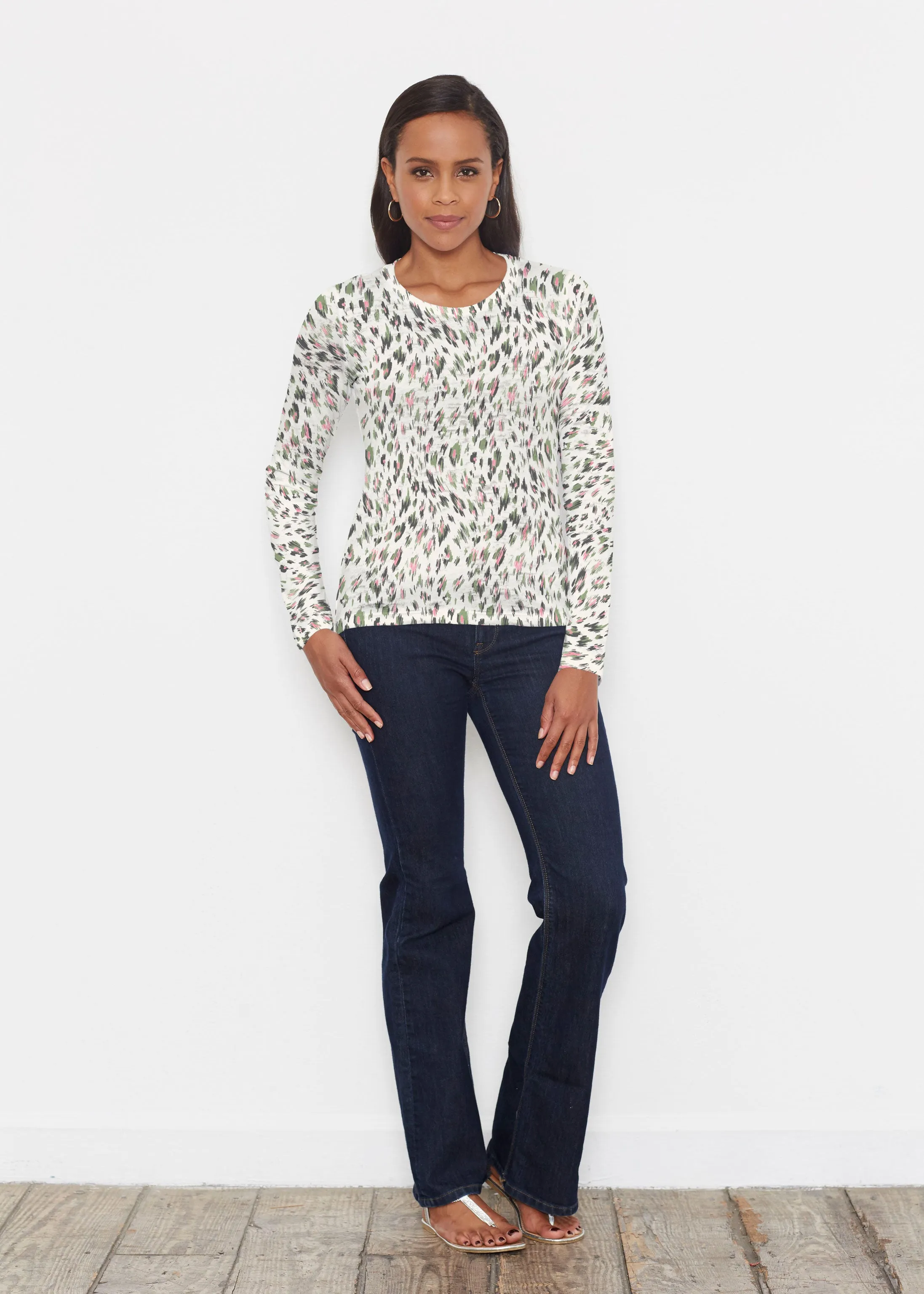 Leopard Bouquet (8019) ~ Signature Long Sleeve Crew Shirt