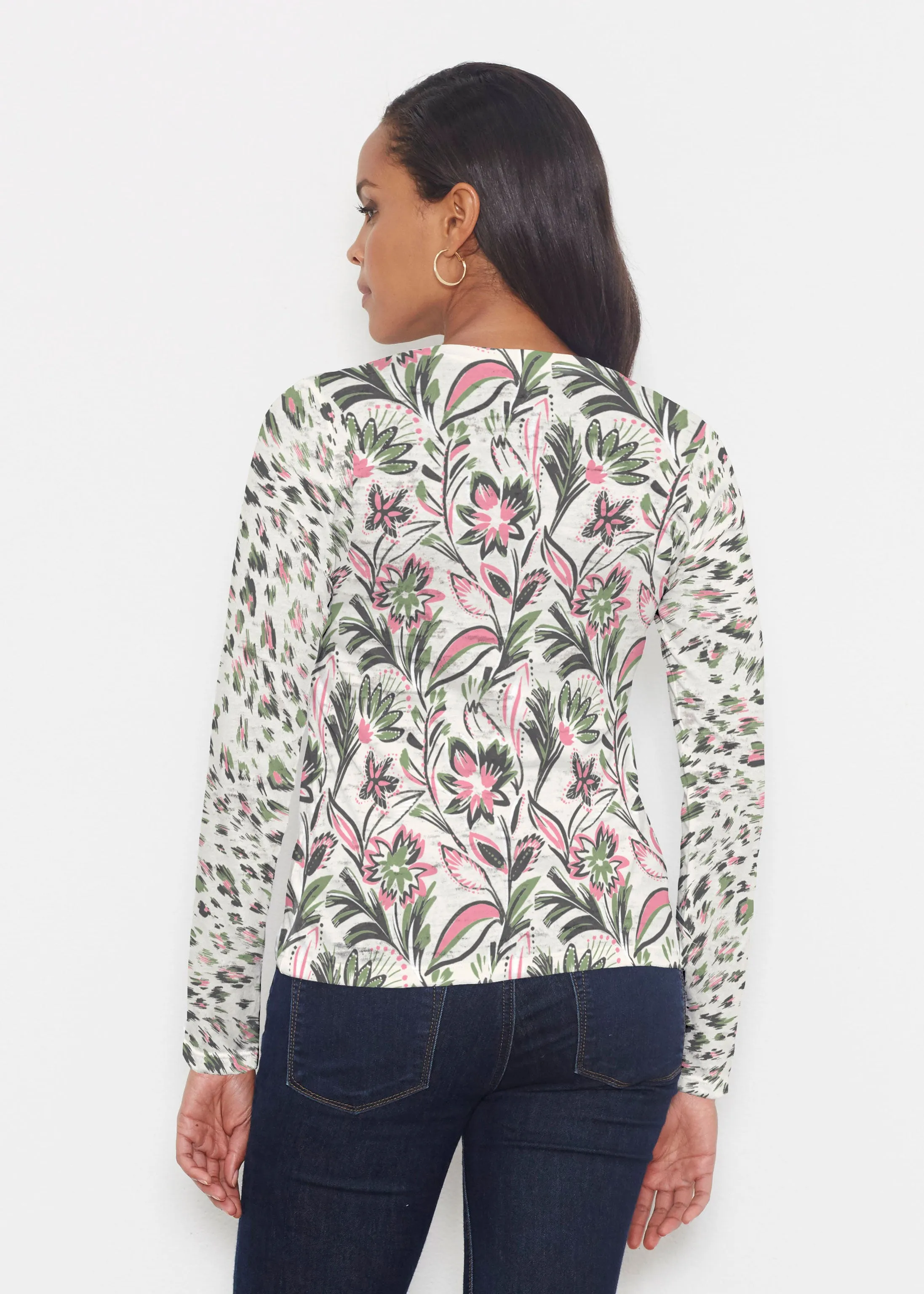 Leopard Bouquet (8019) ~ Signature Long Sleeve Crew Shirt