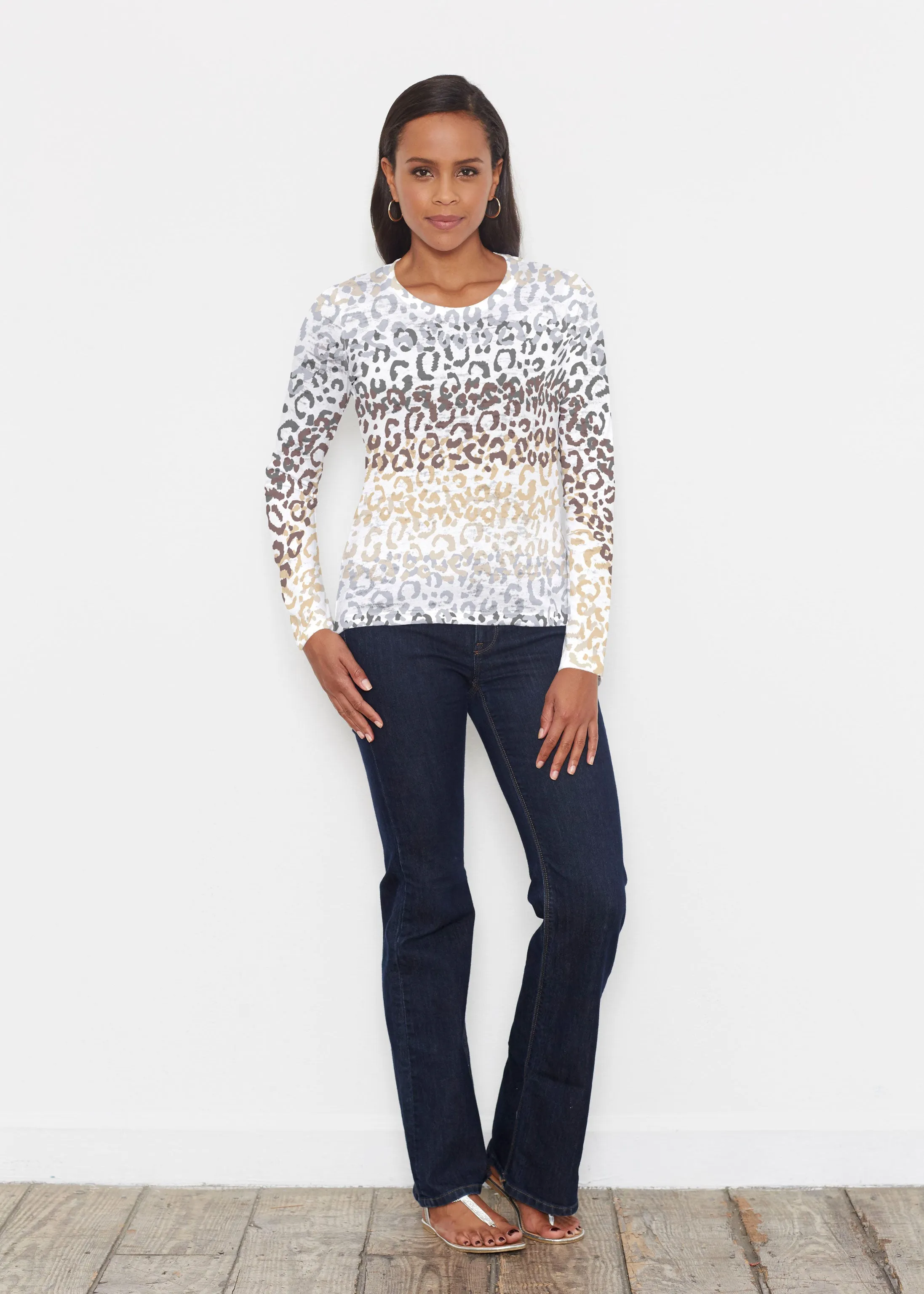 Leopard Ombre (7845) ~ Signature Long Sleeve Crew Shirt