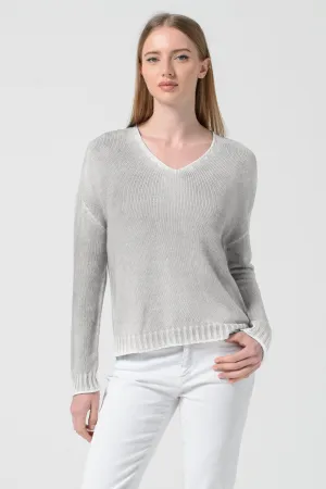 Leto V Neck Knit Frost Art In Mist