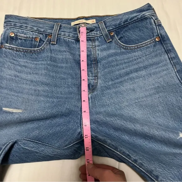 Levis Premium Wedgie Icon High Waist Distressed Jean Athens Asleep Blue size 29
